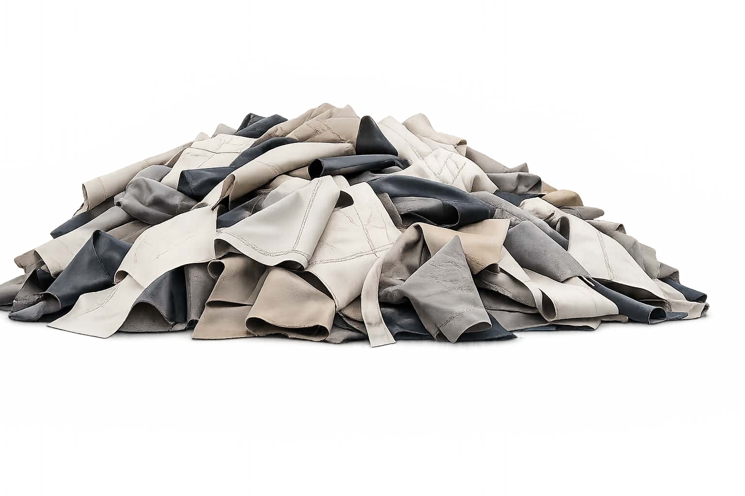 Pile of discarded industrial textile and plastic waste