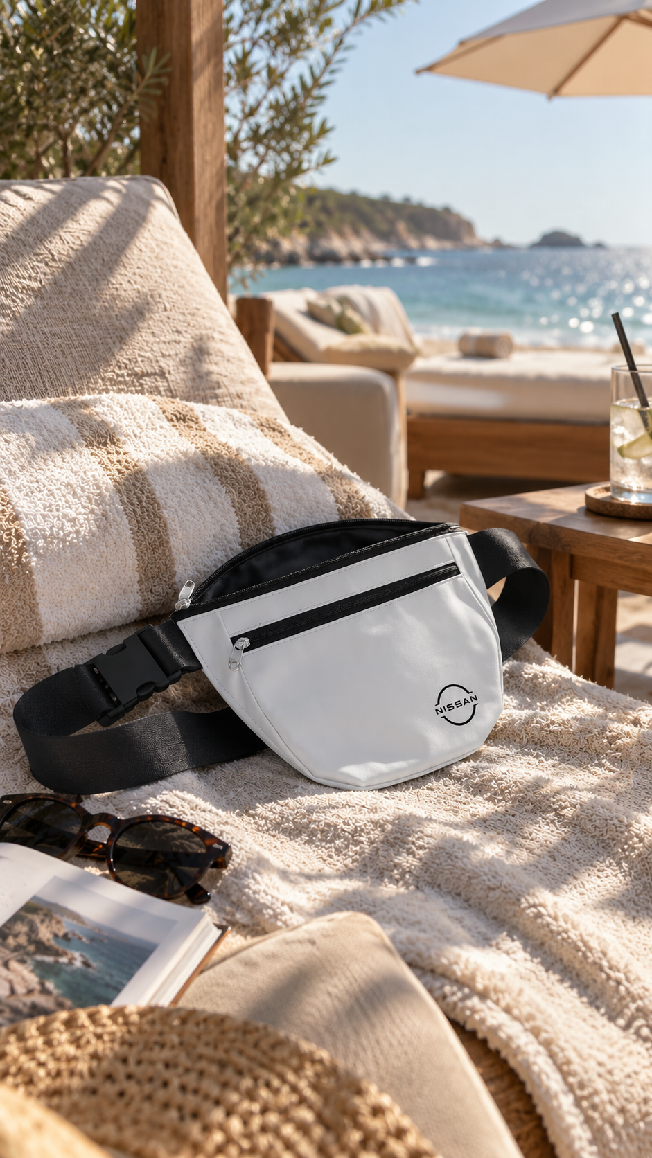 The sling bag in use outdoors