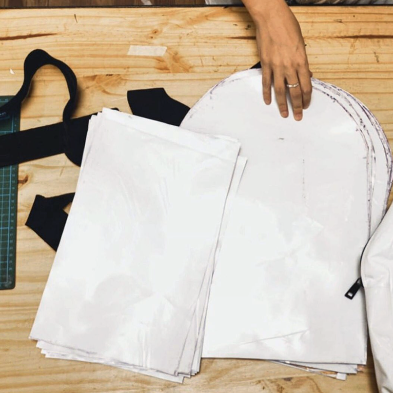Piezas de mochila cortadas de silobolsa