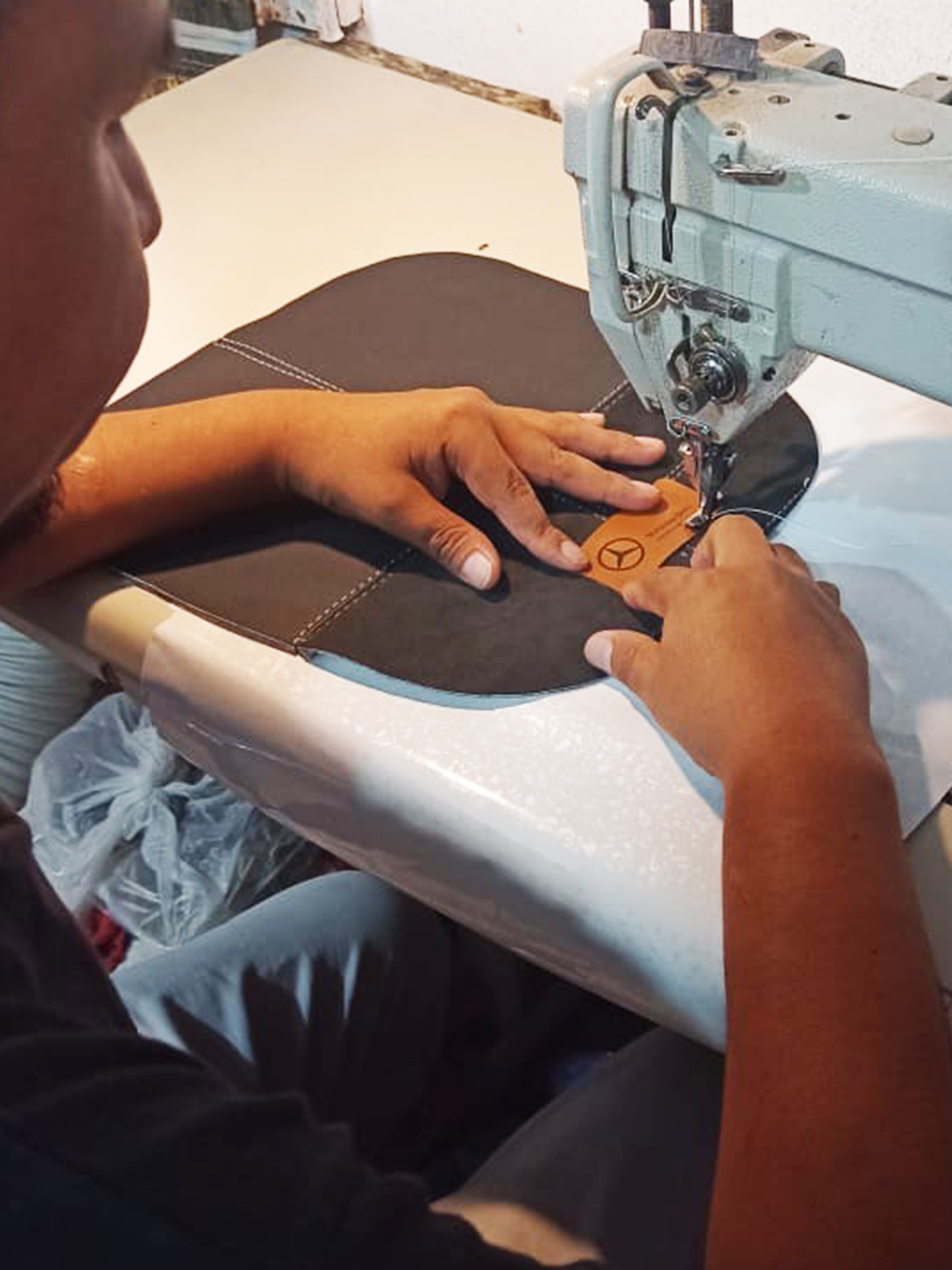 Sewing upcycled textile panels